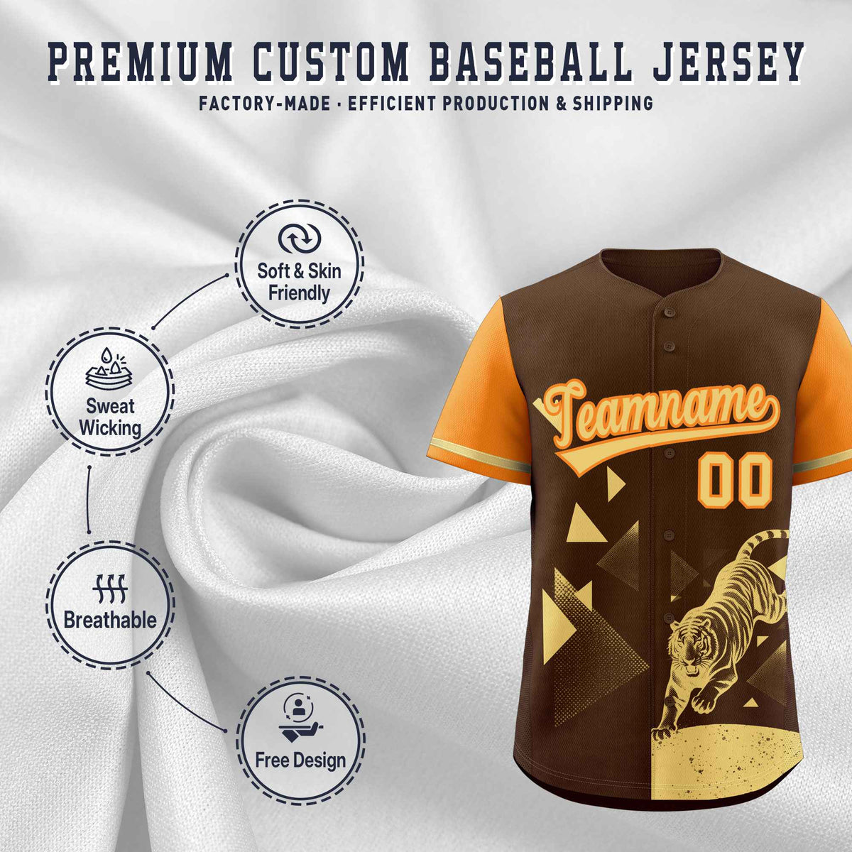 Custom Orange Brown Raptor Series Raglan Sleeves Urban Style Baseball Jersey |KXKSHOP