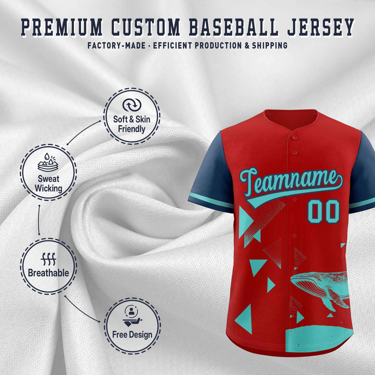 Custom Midnight Blue Red Raptor Series Raglan Sleeves Hip Hop Baseball Jersey |KXKSHOP