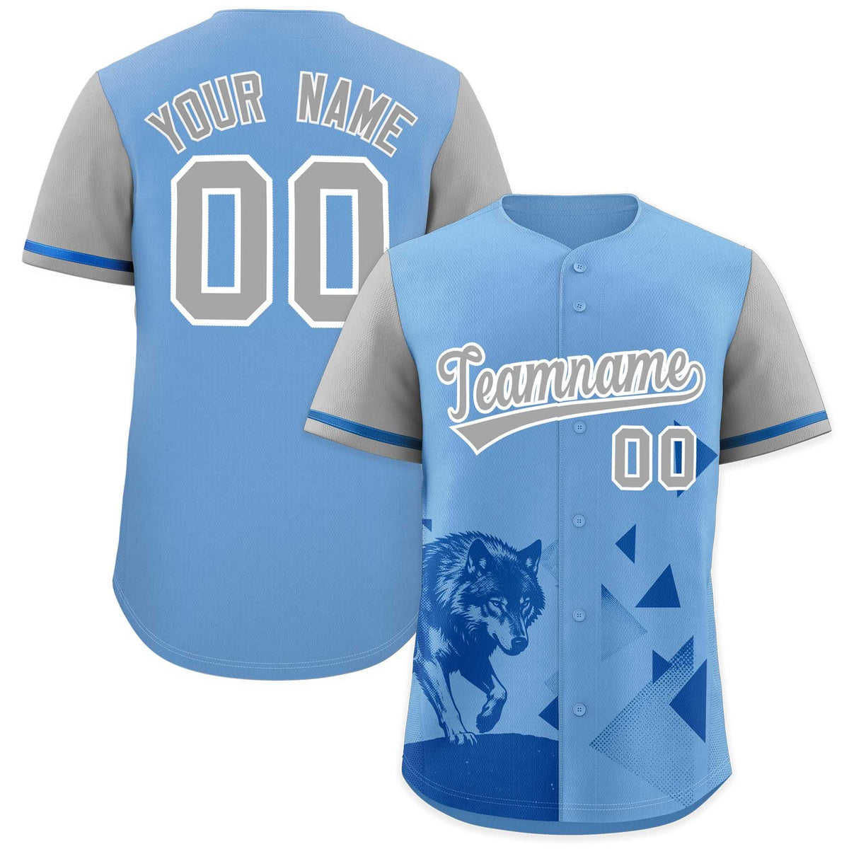 Custom Gray Powder Blue Raptor Series Raglan Sleeves Breathable Baseball Jersey |KXKSHOP