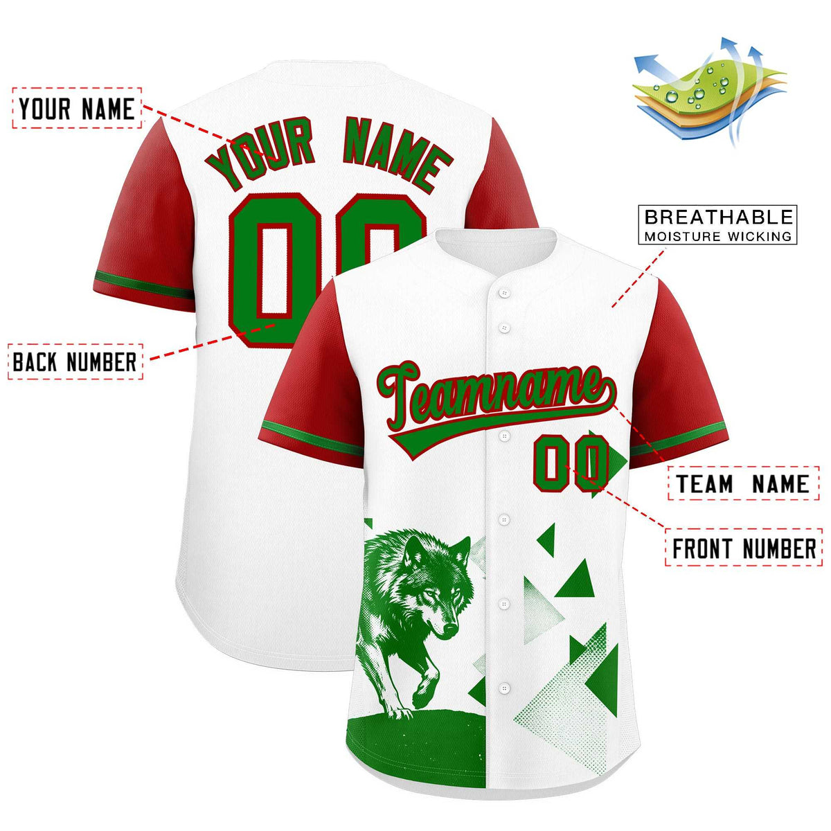 Custom Red White Raptor Series Raglan Sleeves Drapable Baseball Jersey |KXKSHOP