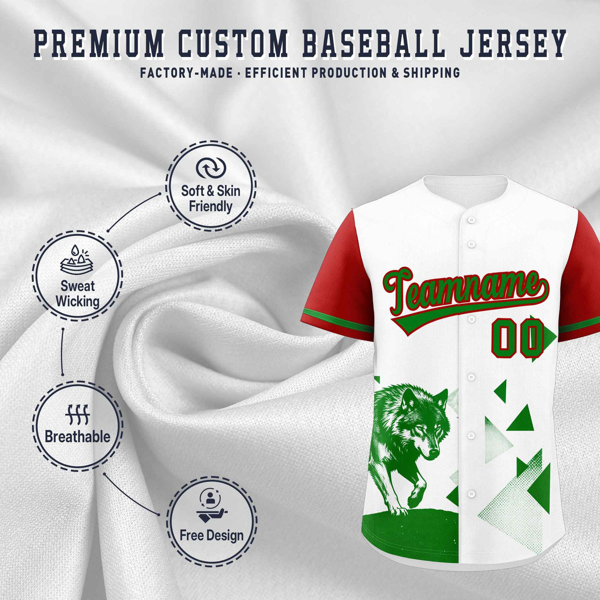 Custom Red White Raptor Series Raglan Sleeves Drapable Baseball Jersey |KXKSHOP