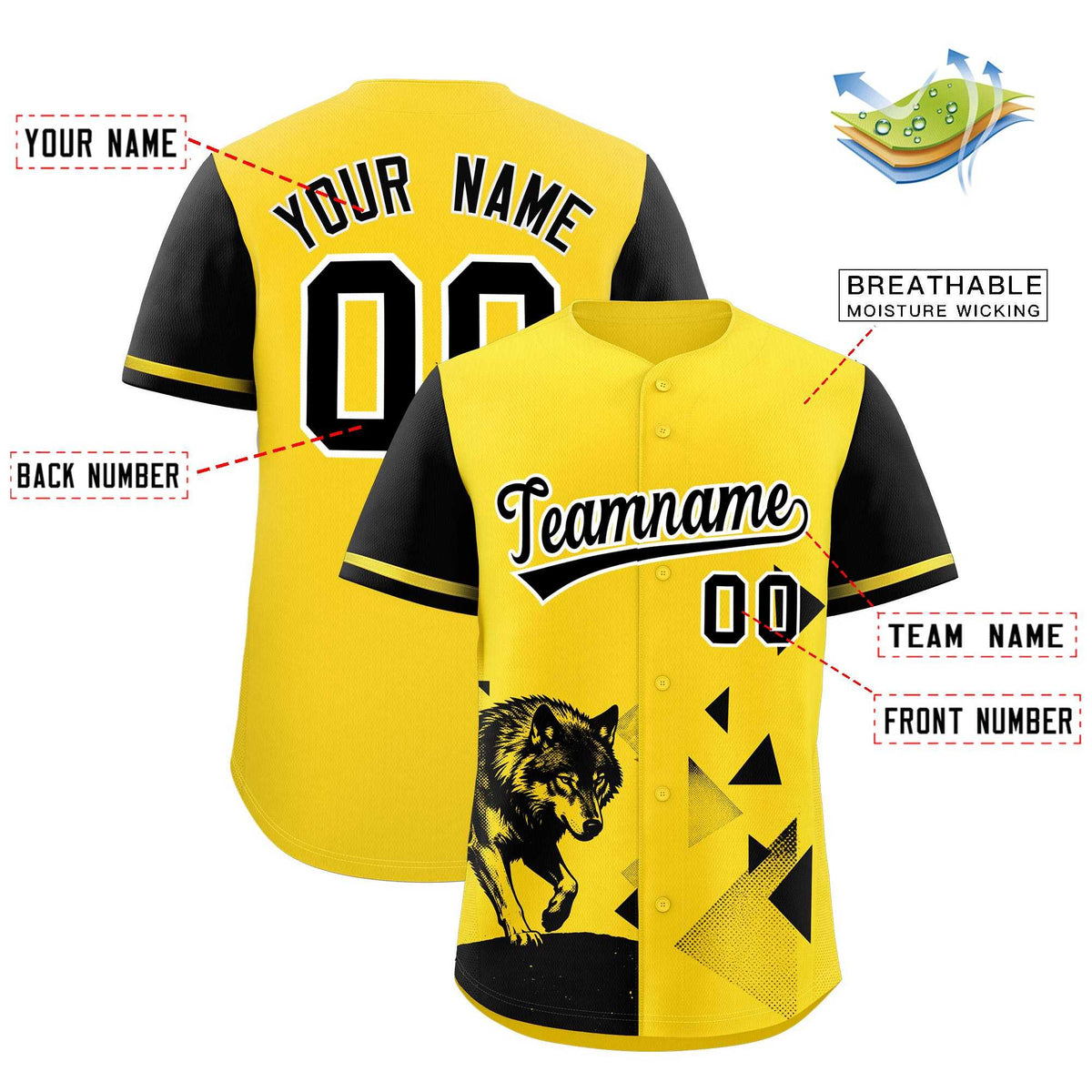 Custom Black Gold Raptor Series Raglan Sleeves Wrinkle-Resistant Baseball Jersey |KXKSHOP