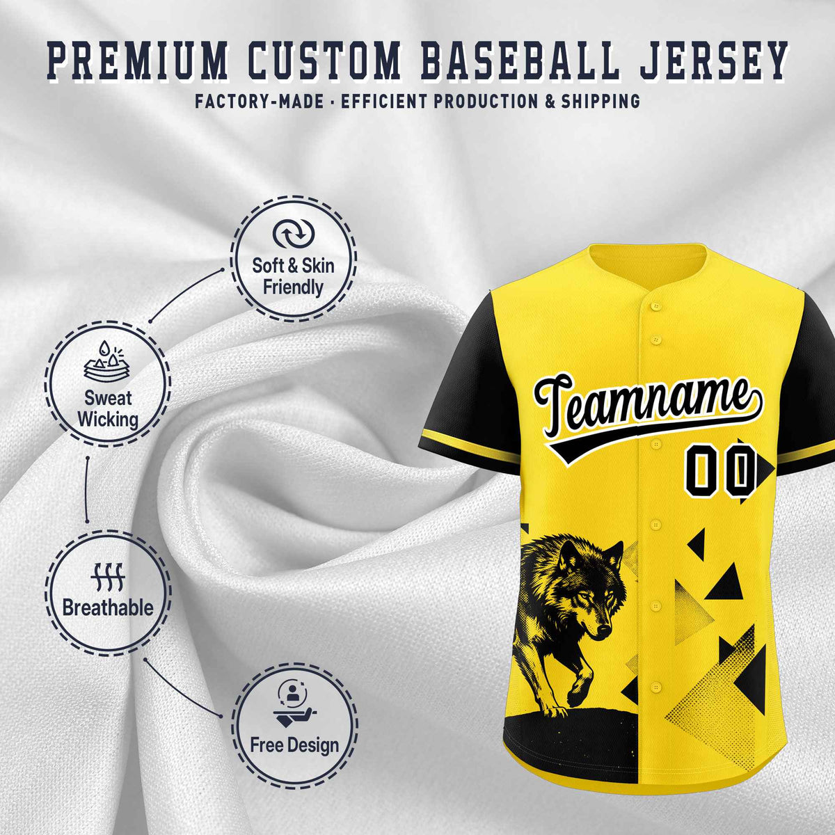 Custom Black Gold Raptor Series Raglan Sleeves Wrinkle-Resistant Baseball Jersey |KXKSHOP