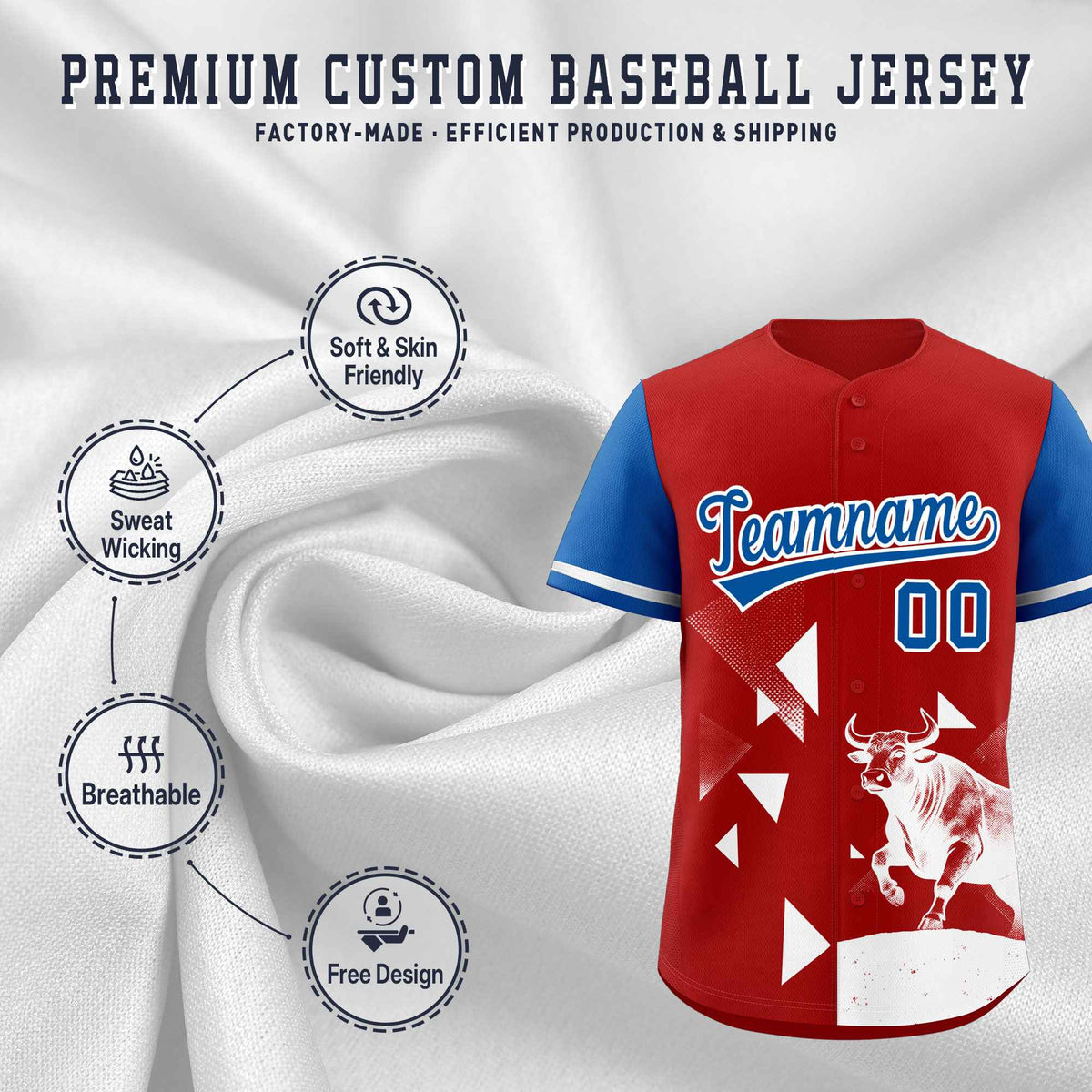 Custom Royal Red Raptor Series Raglan Sleeves Street Style Baseball Jersey |KXKSHOP