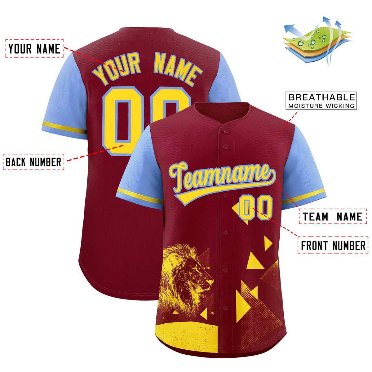 Custom Light Blue Crimson Raptor Series Raglan Sleeves Breathable Baseball Jersey |KXKSHOP