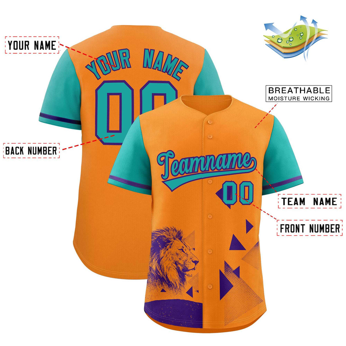 Custom Aqua Orange Raptor Series Raglan Sleeves Street Style Baseball Jersey |KXKSHOP