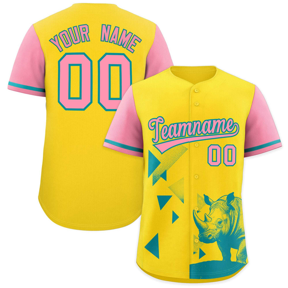 Custom Light Pink Yellow Raptor Series Raglan Sleeves Lightweight Baseball Jersey |KXKSHOP