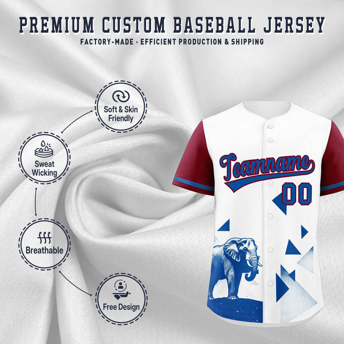 Custom Crimson White Raptor Series Raglan Sleeves Wrinkle-Resistant Baseball Jersey |KXKSHOP