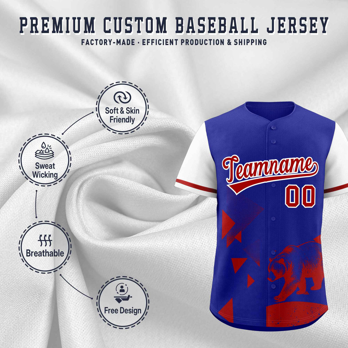 Custom White Royal Raptor Series Raglan Sleeves Breathable Baseball Jersey |KXKSHOP