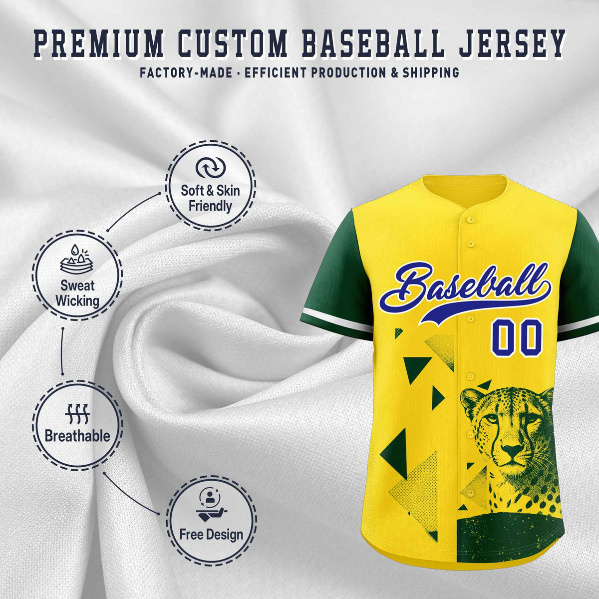 Custom Dark Green Yellow Raptor Series Raglan Sleeves Hip Hop Baseball Jersey