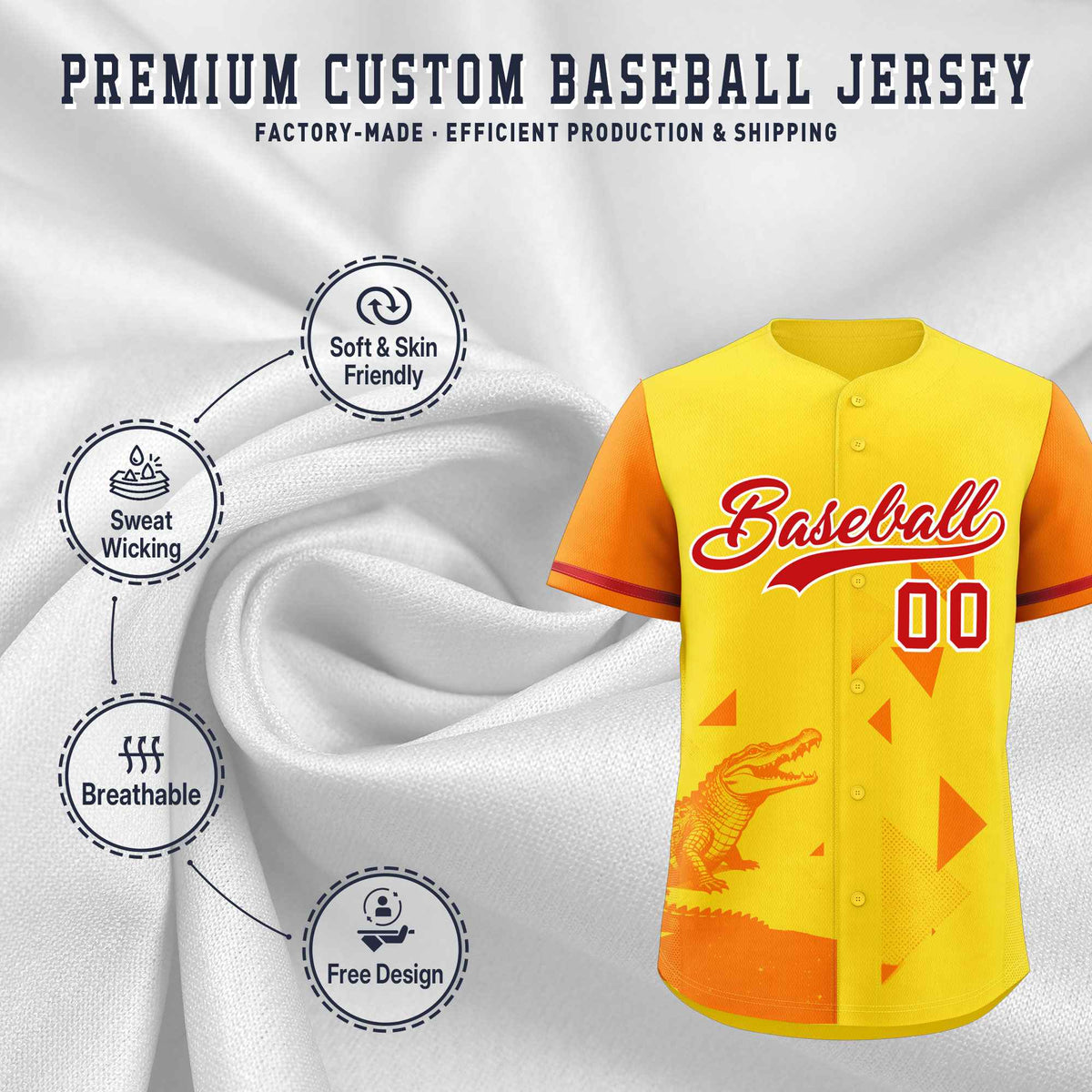 Custom Orange Gold Raptor Series Raglan Sleeves Casual Sports Baseball Jersey