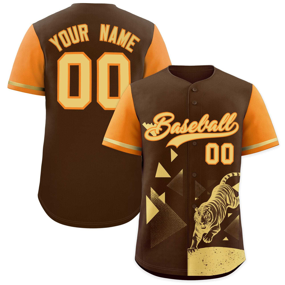 Custom Orange Brown Raptor Series Raglan Sleeves Urban Style Baseball Jersey