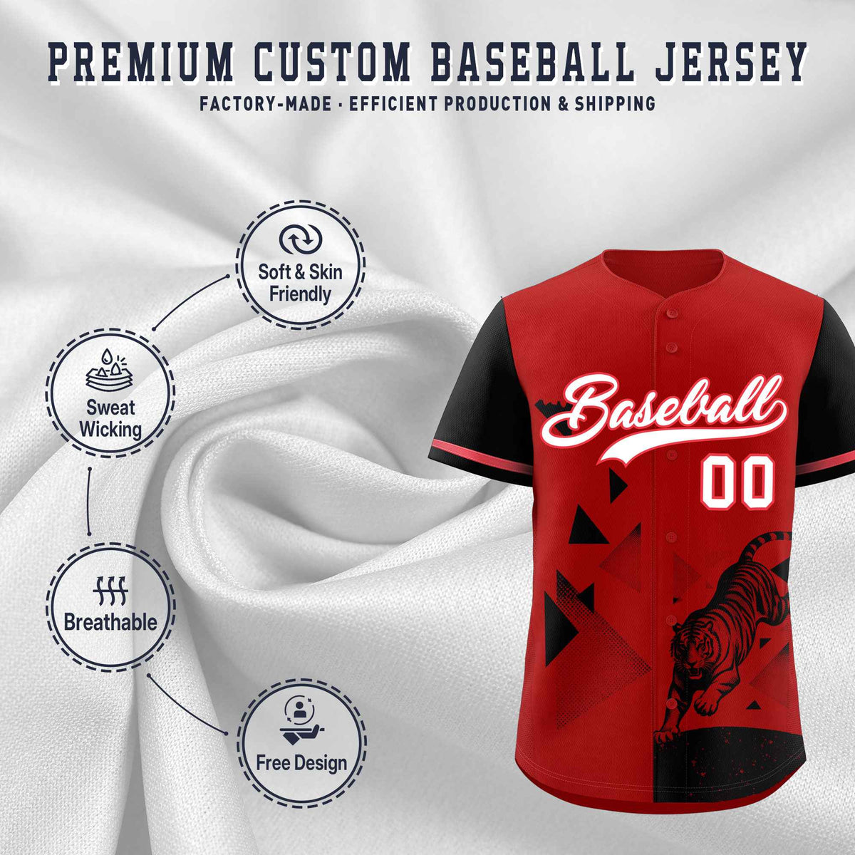 Custom Black Red Raptor Series Raglan Sleeves Lightweight Baseball Jersey