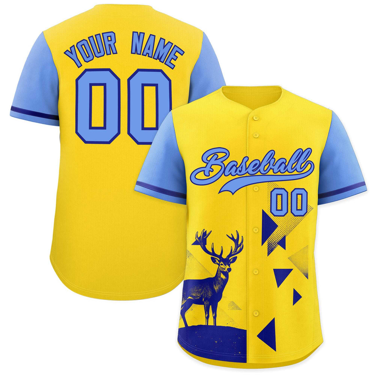 Custom Light Blue Gold Raptor Series Raglan Sleeves Lightweight Baseball Jersey