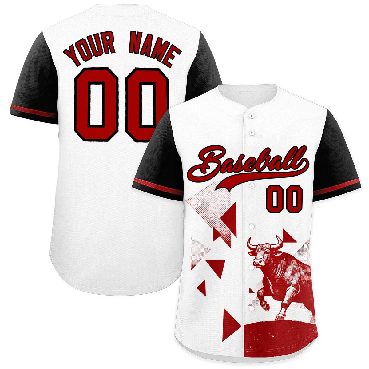 Custom Black White Raptor Series Raglan Sleeves Wrinkle-Resistant Baseball Jersey