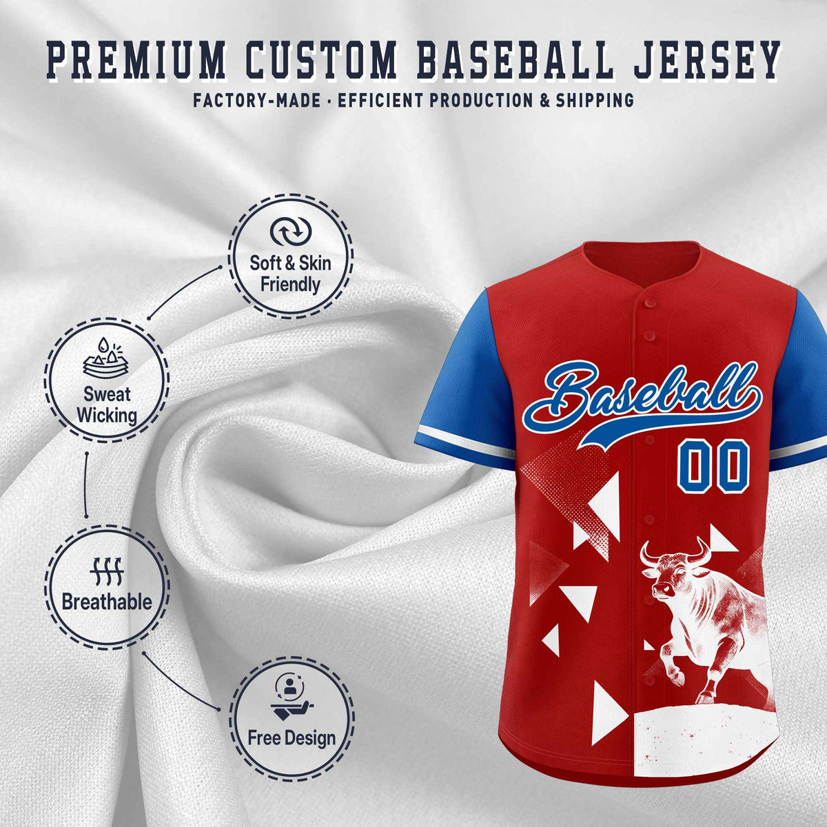 Custom Royal Red Raptor Series Raglan Sleeves Street Style Baseball Jersey
