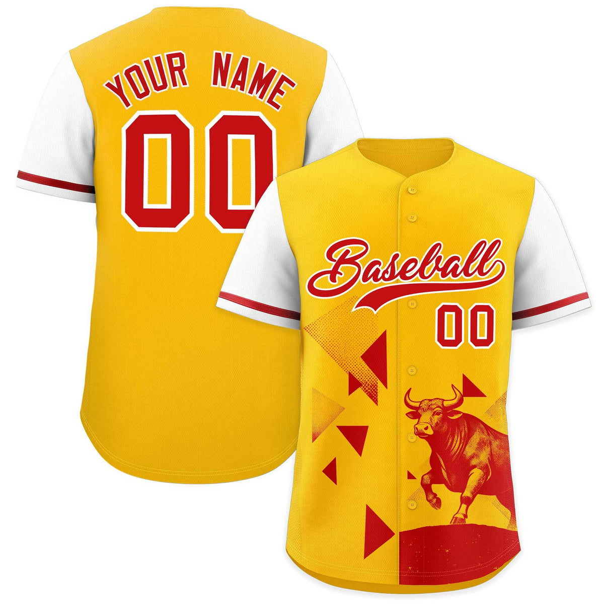 Custom White Yellow Raptor Series Raglan Sleeves Casual Sports Baseball Jersey