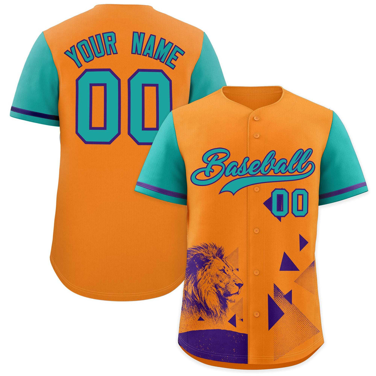 Custom Aqua Orange Raptor Series Raglan Sleeves Street Style Baseball Jersey