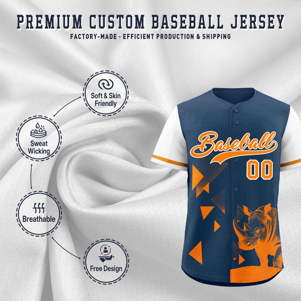 Custom White Midnight Blue Raptor Series Raglan Sleeves Casual Sports Baseball Jersey