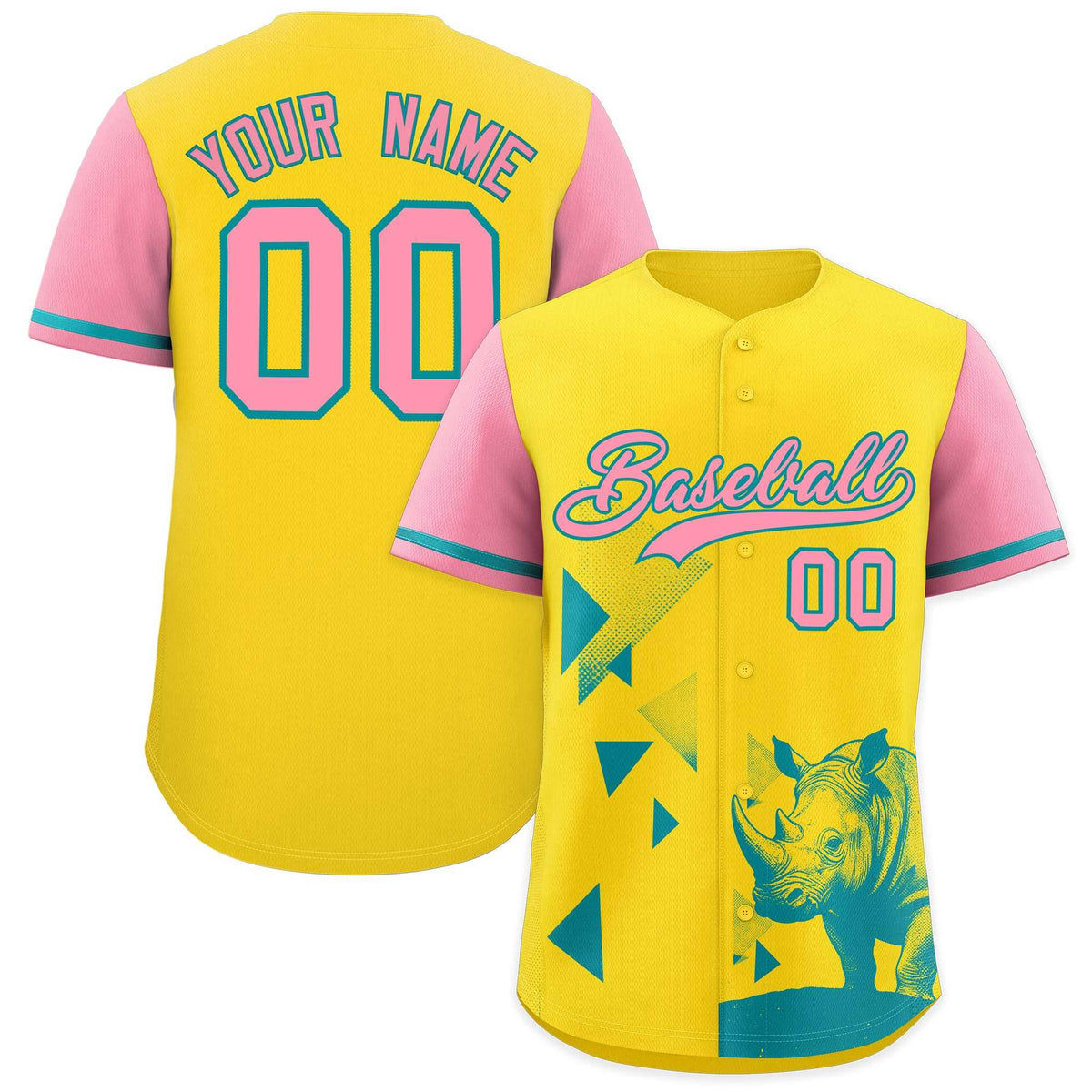 Custom Light Pink Yellow Raptor Series Raglan Sleeves Lightweight Baseball Jersey