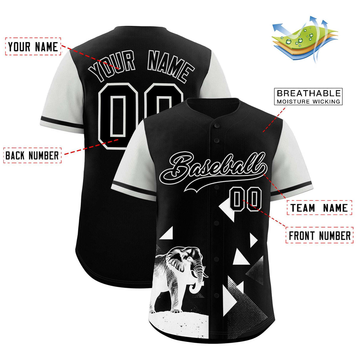 Custom Gray Black Raptor Series Raglan Sleeves Drapable Baseball Jersey