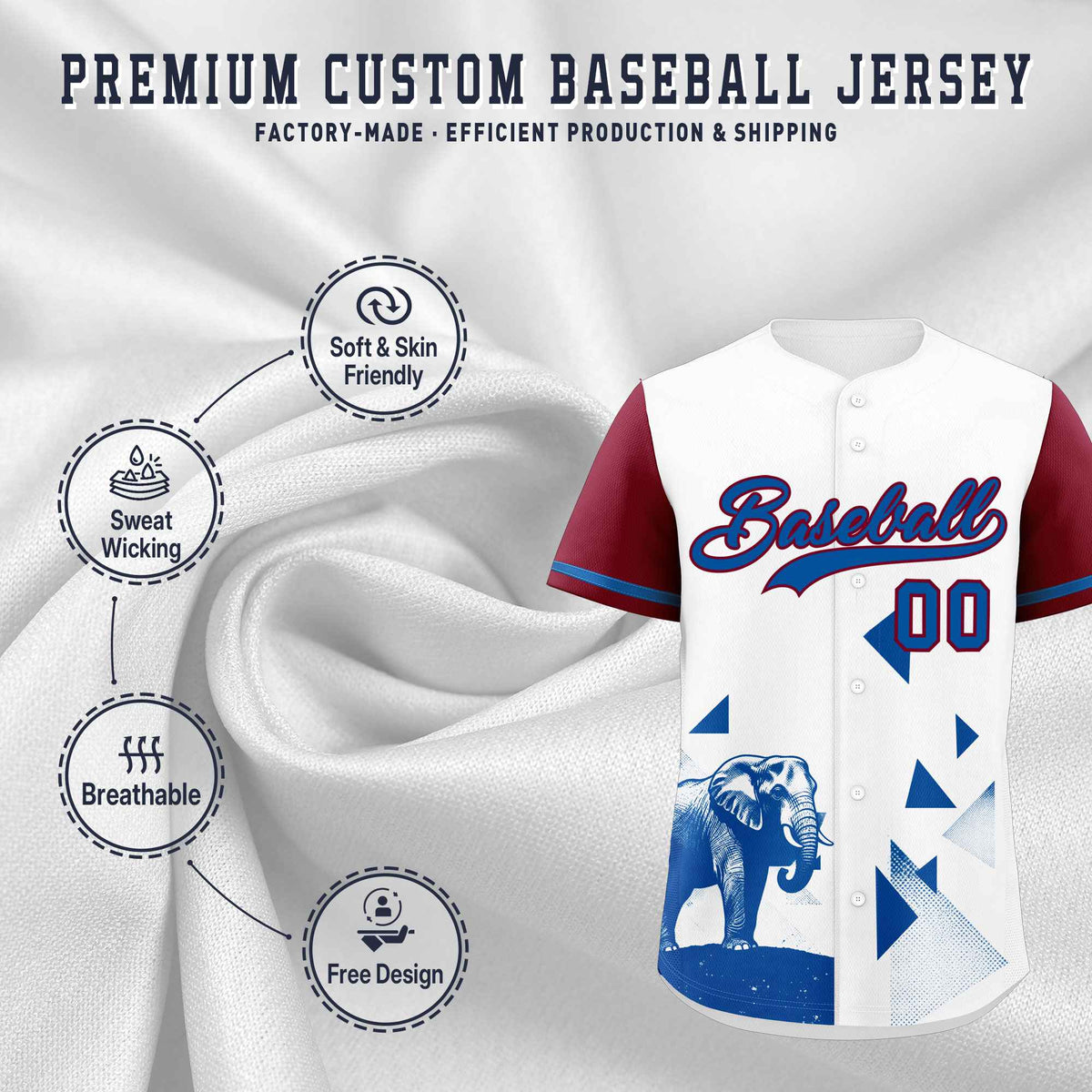 Custom Crimson White Raptor Series Raglan Sleeves Wrinkle-Resistant Baseball Jersey