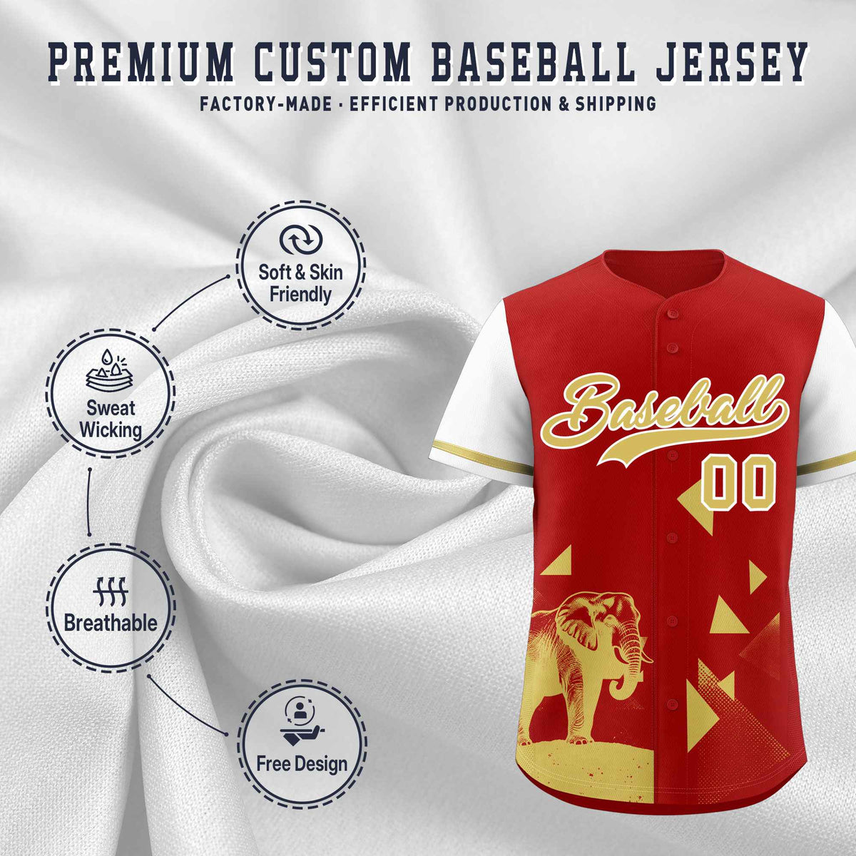 Custom Red White Raptor Series Raglan Sleeves Street Style Baseball Jersey