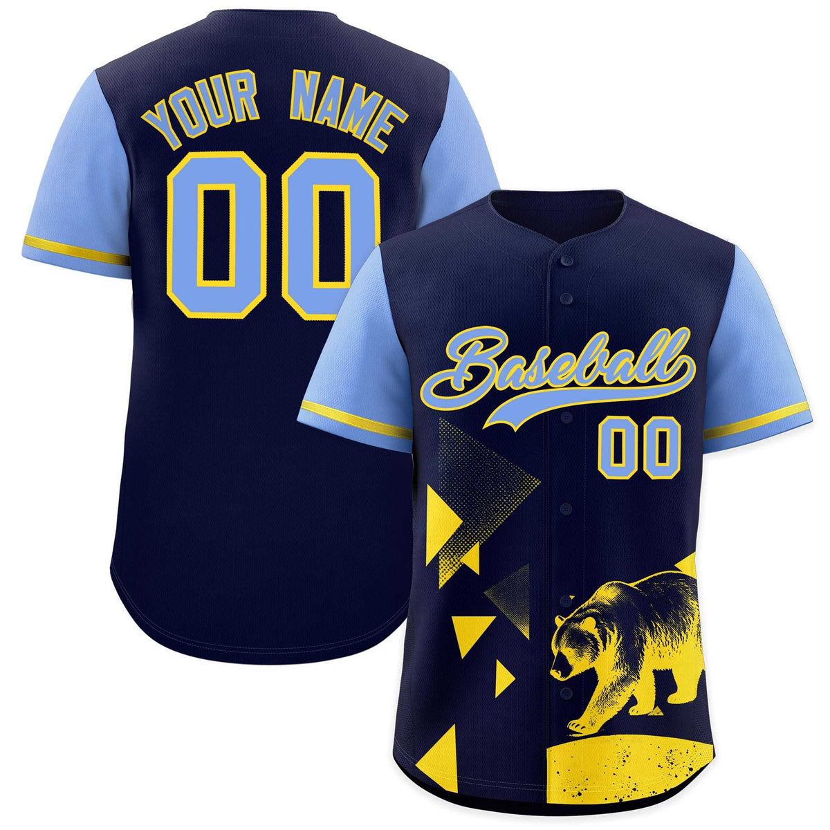 Custom Light Blue Midnight Blue Raptor Series Raglan Sleeves Lightweight Baseball Jersey