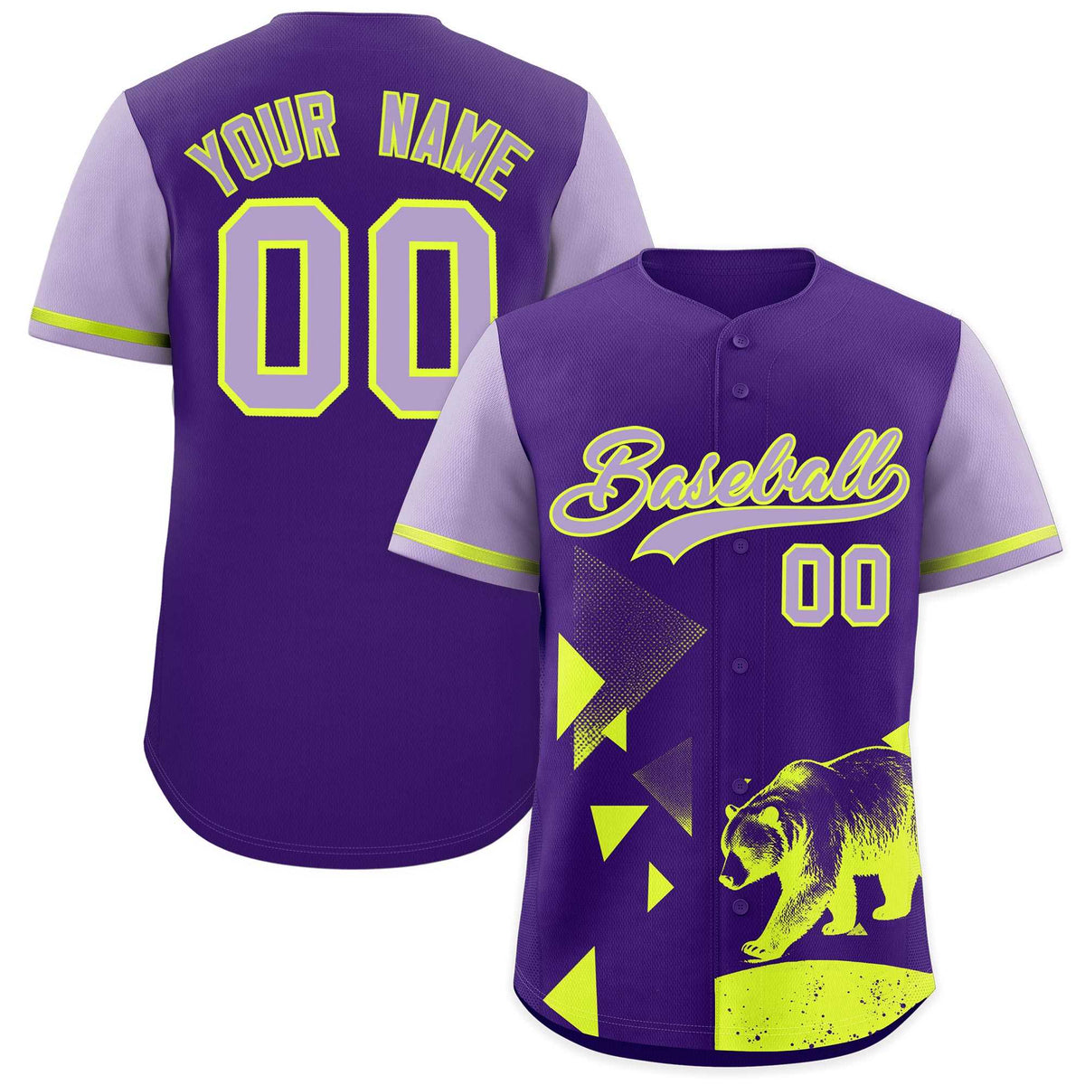 Custom Light Purple Purple Raptor Series Raglan Sleeves Wrinkle-Resistant Baseball Jersey