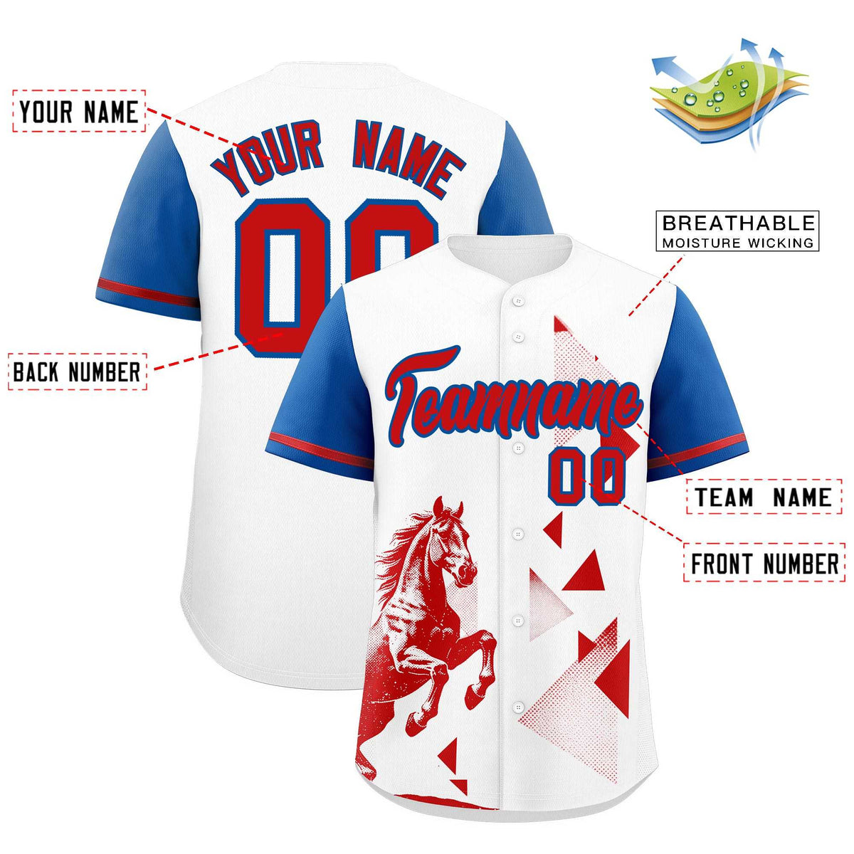 Custom Royal White Raptor Series Raglan Sleeves Lightweight Baseball Jersey