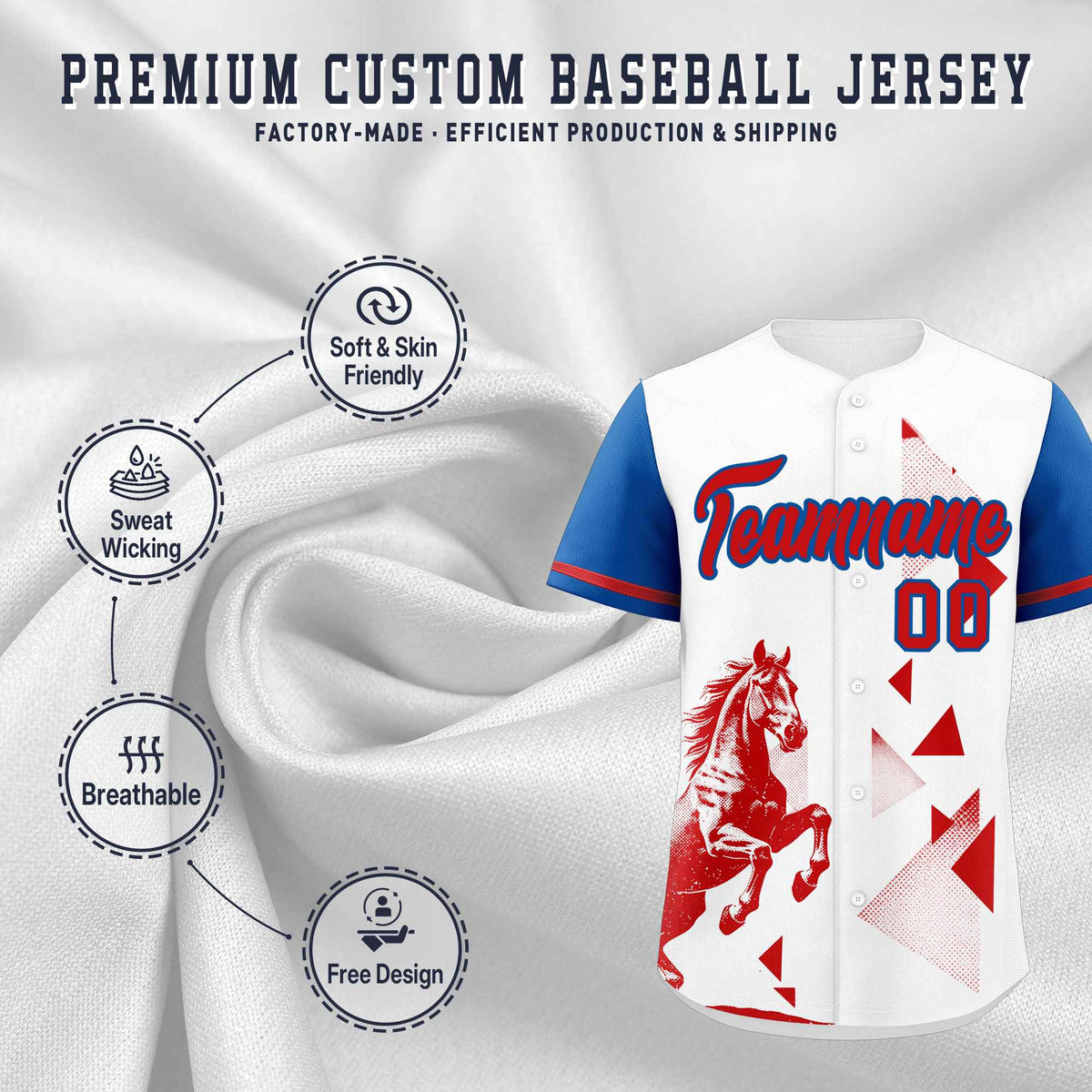 Custom Royal White Raptor Series Raglan Sleeves Lightweight Baseball Jersey