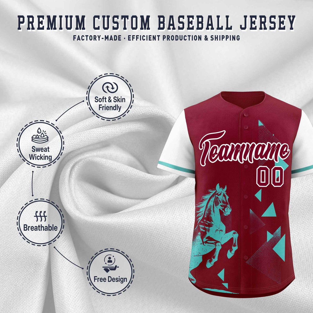 Custom White Crimson Raptor Series Raglan Sleeves Wrinkle-Resistant Baseball Jersey