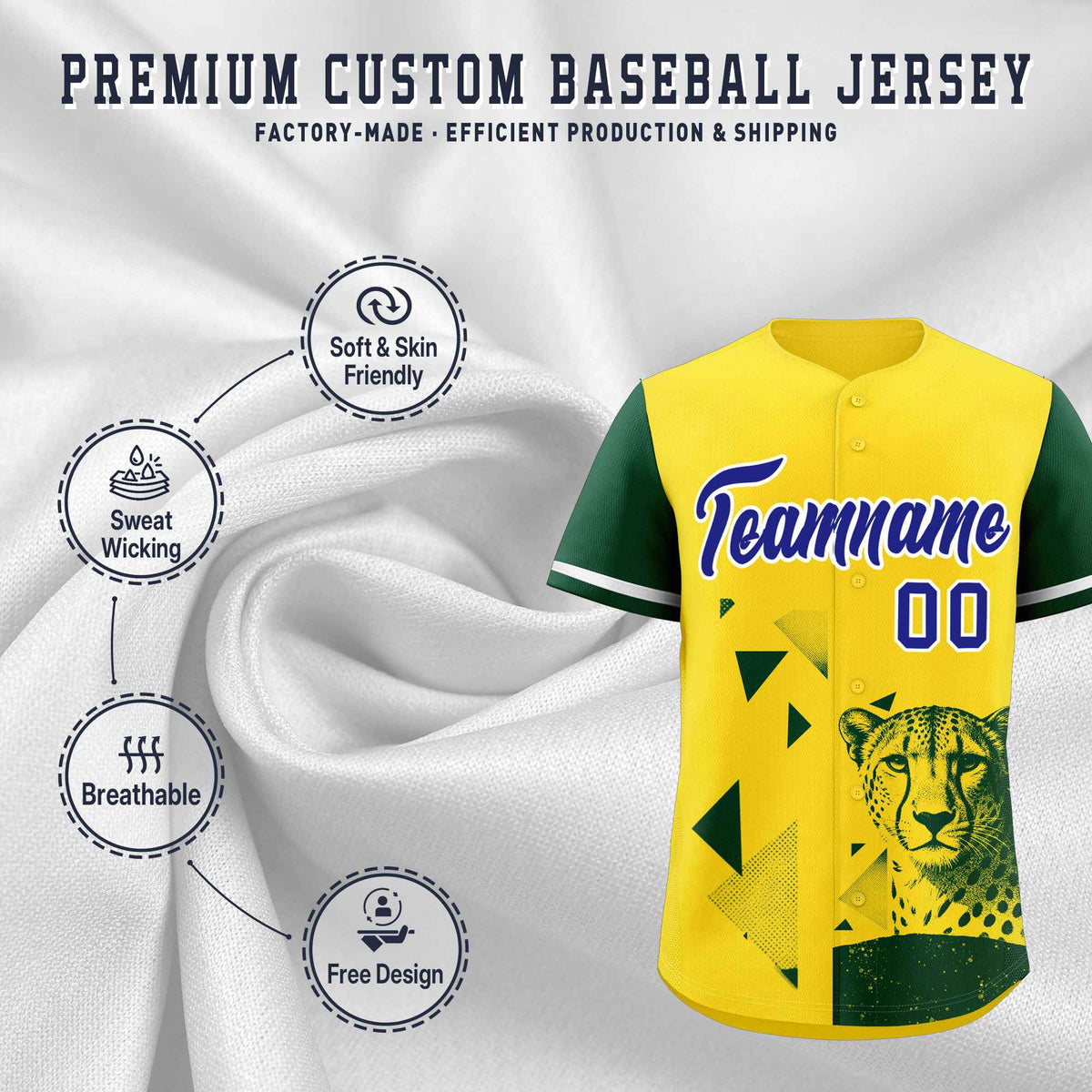 Custom Dark Green Yellow Raptor Series Raglan Sleeves Hip Hop Baseball Jersey
