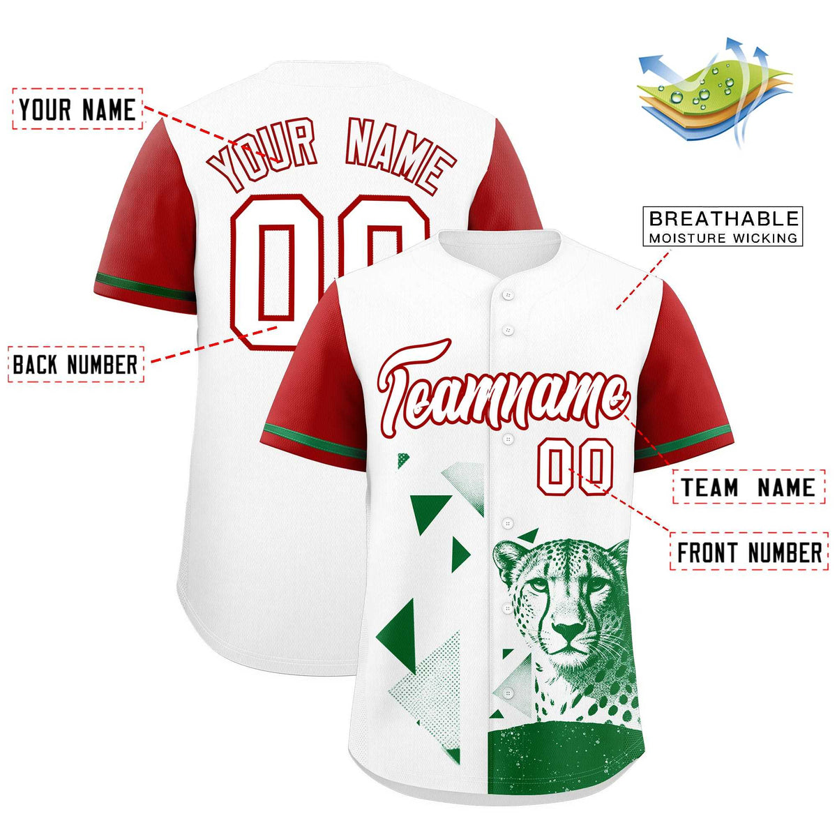Custom Red White Raptor Series Raglan Sleeves Urban Style Baseball Jersey