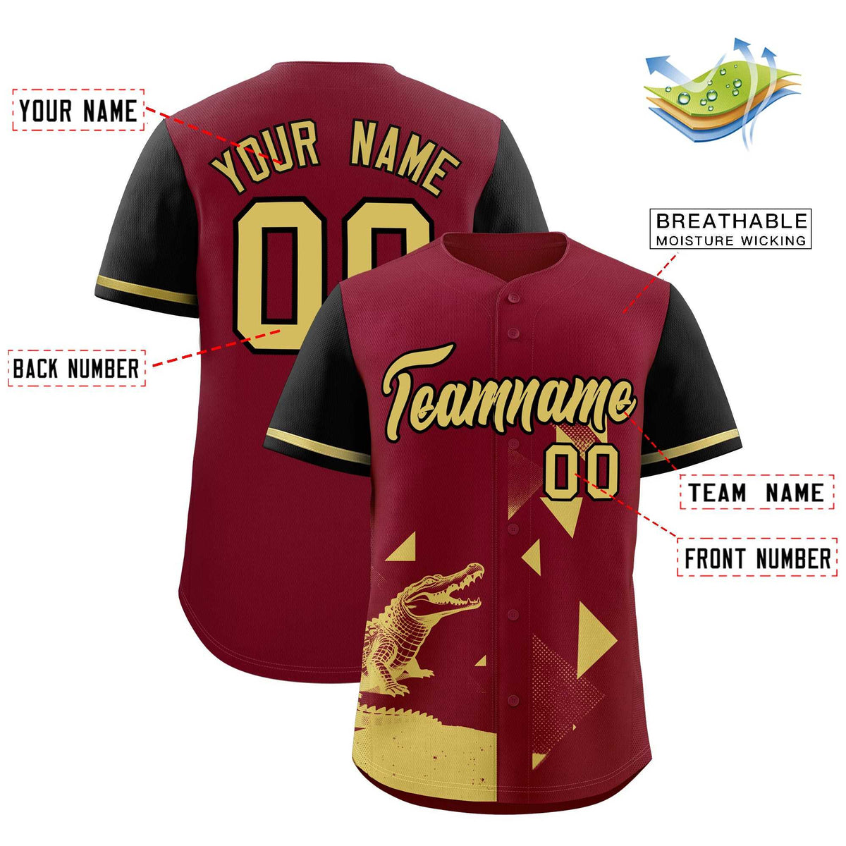 Custom Black Crimson Raptor Series Raglan Sleeves Street Style Baseball Jersey