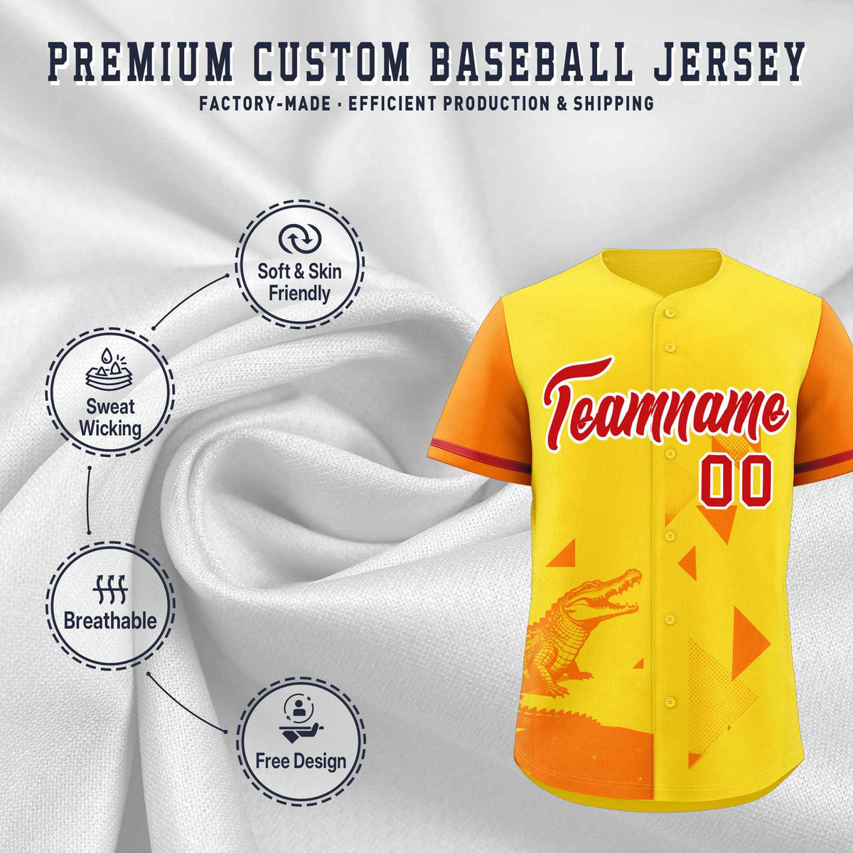 Custom Orange Gold Raptor Series Raglan Sleeves Casual Sports Baseball Jersey
