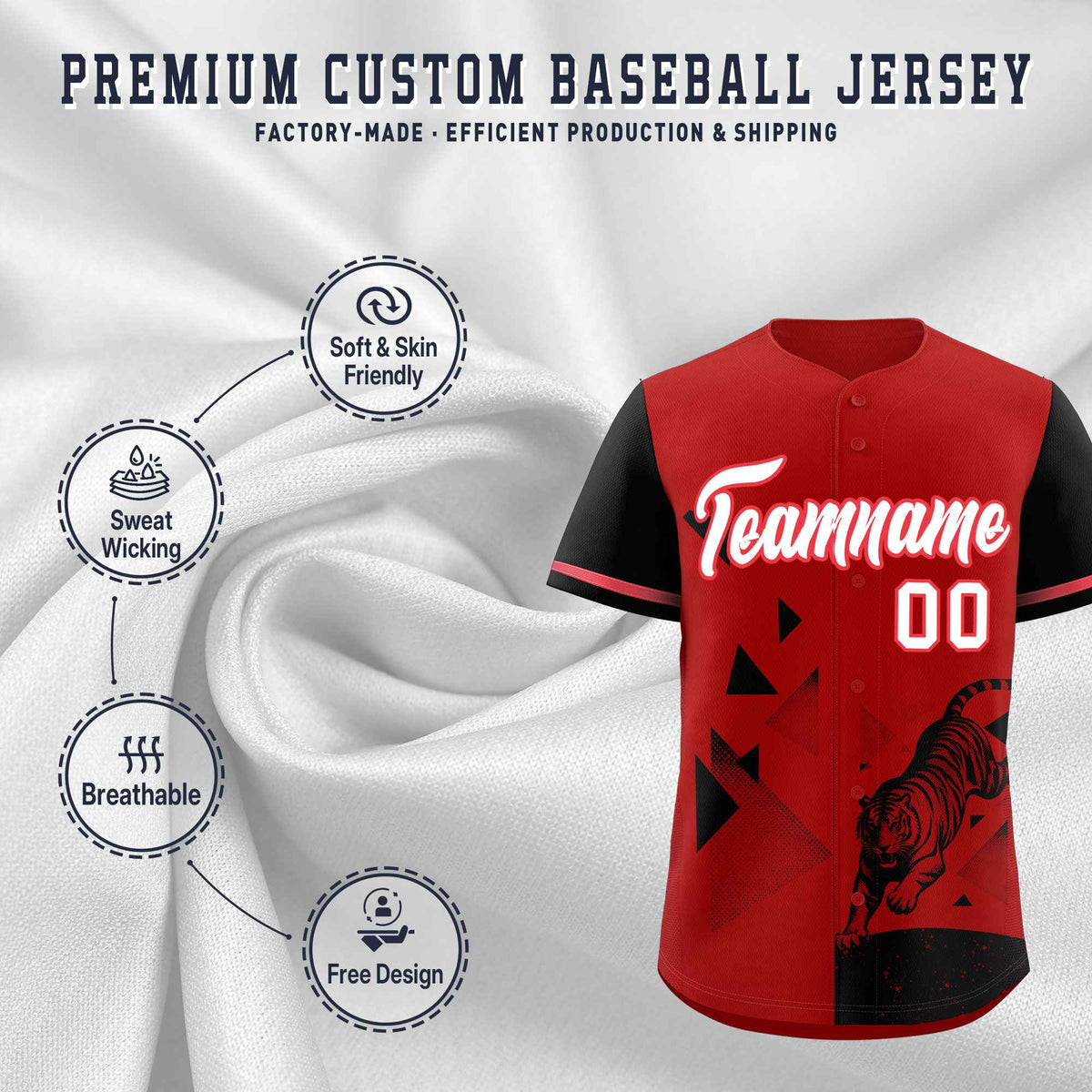 Custom Black Red Raptor Series Raglan Sleeves Lightweight Baseball Jersey