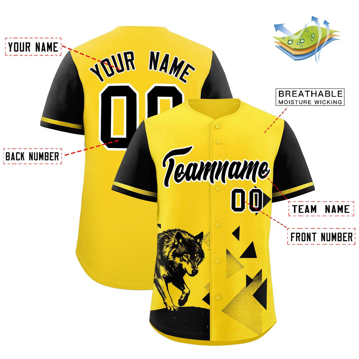 Custom Black Gold Raptor Series Raglan Sleeves Wrinkle-Resistant Baseball Jersey