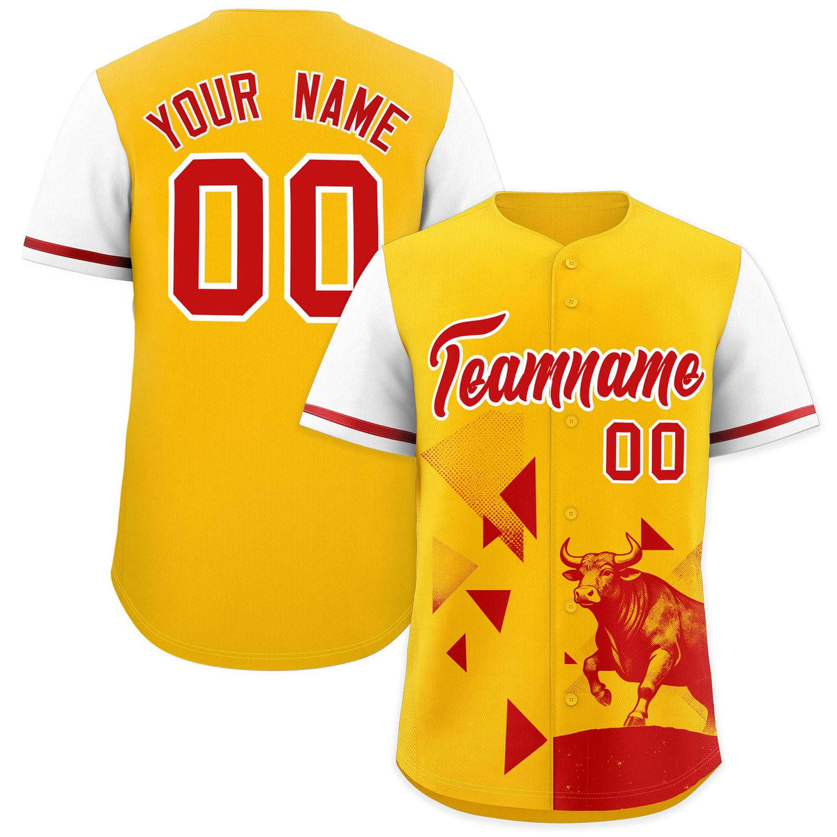 Custom White Yellow Raptor Series Raglan Sleeves Casual Sports Baseball Jersey