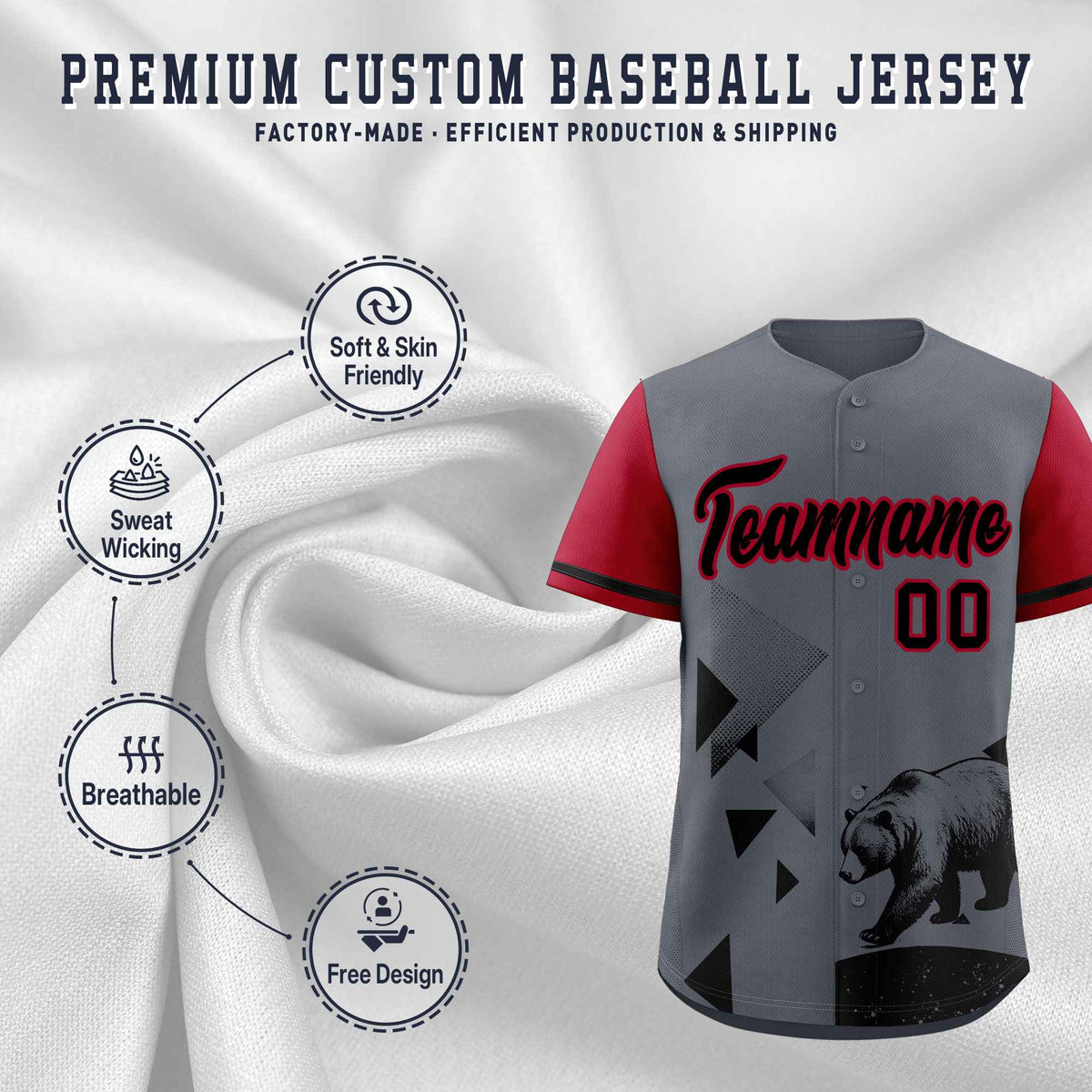 Custom Gray Scarlet Raptor Series Raglan Sleeves Urban Style Baseball Jersey