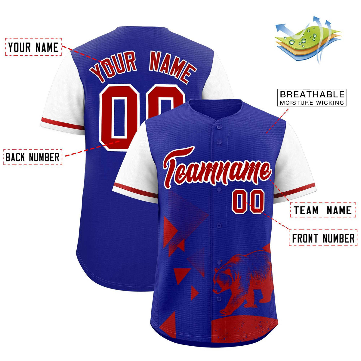 Custom White Royal Raptor Series Raglan Sleeves Breathable Baseball Jersey