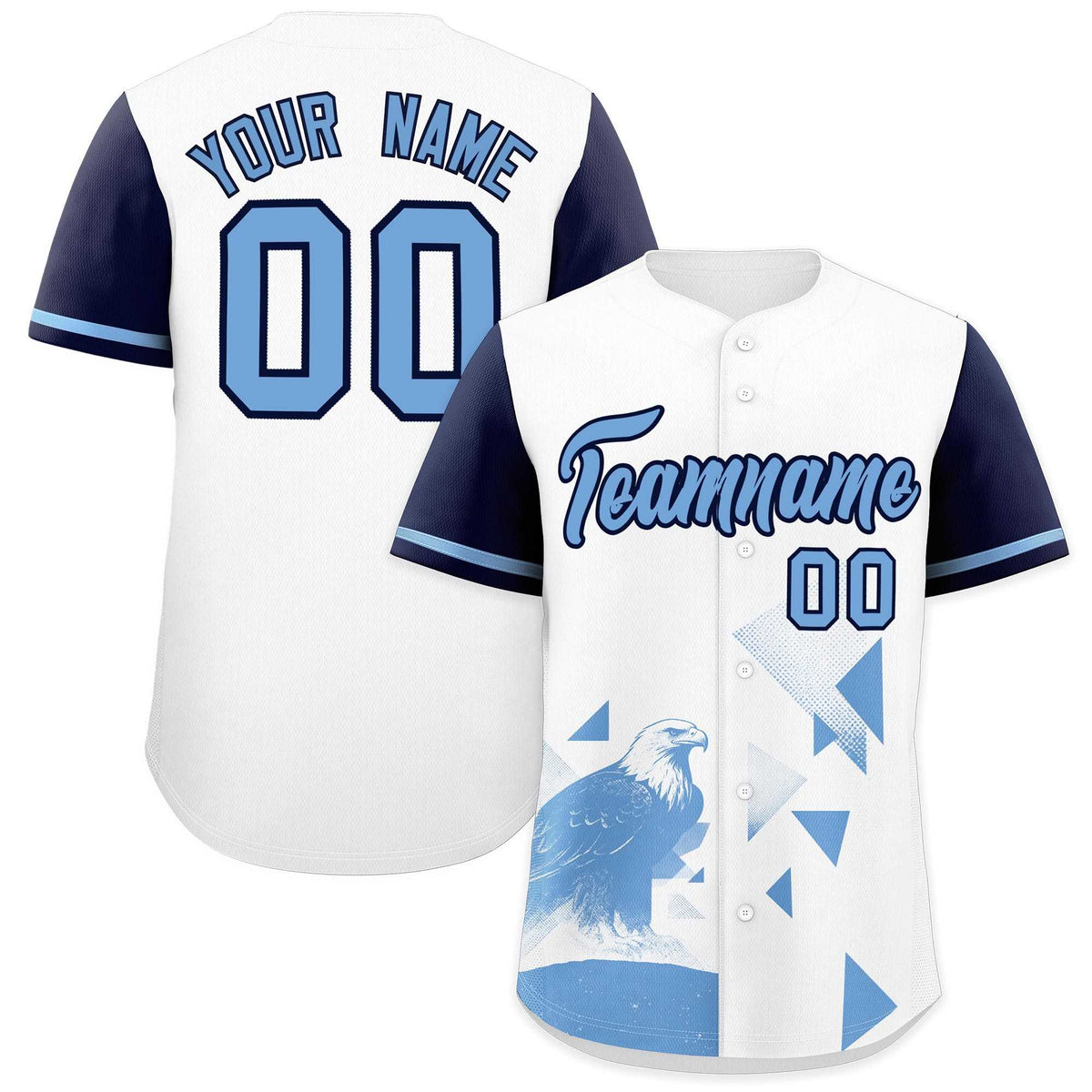 Custom Navy White Raptor Series Raglan Sleeves Hip Hop Baseball Jersey