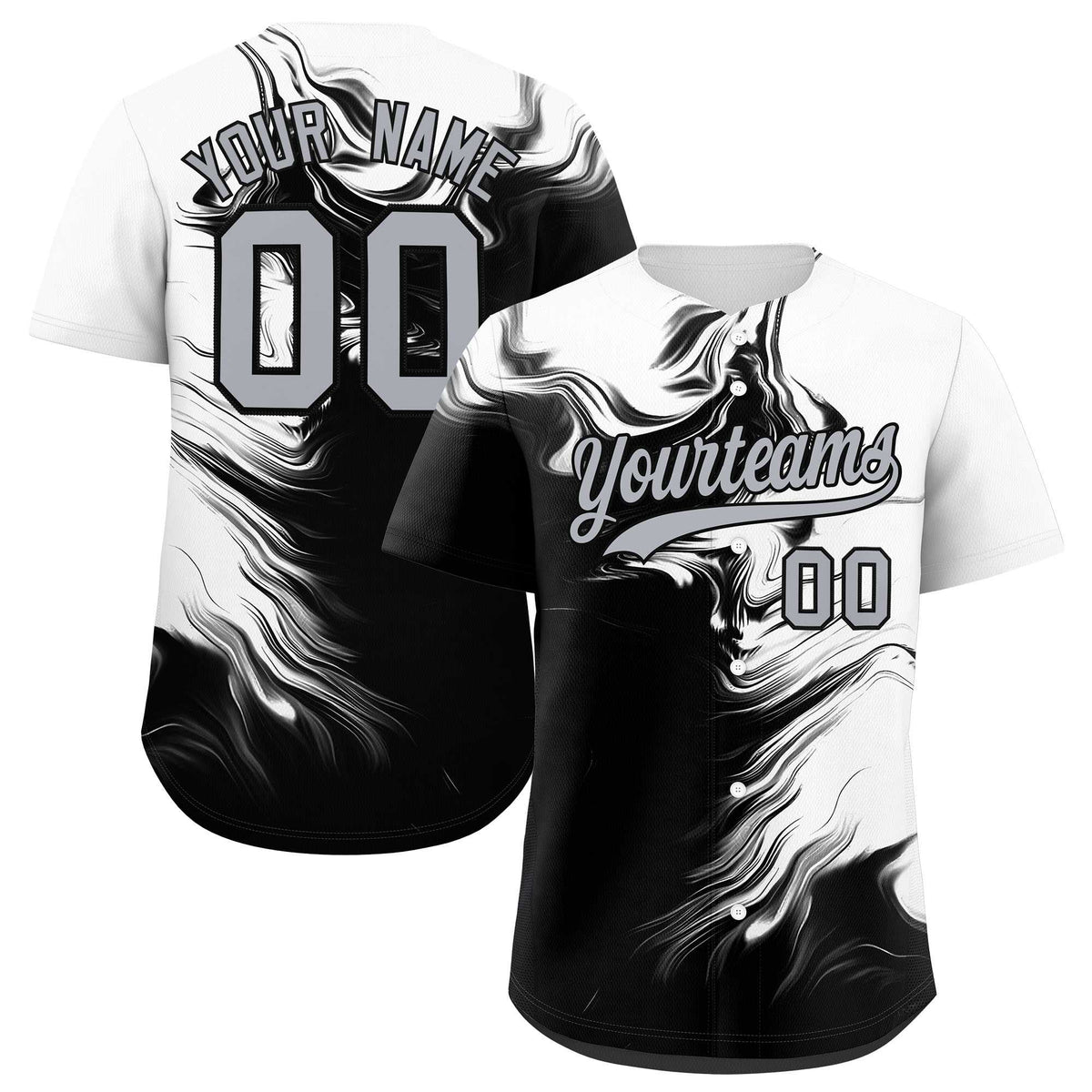 Custom White Black Personalized Ink Pattern Authentic Baseball Jersey| KXKSHOP