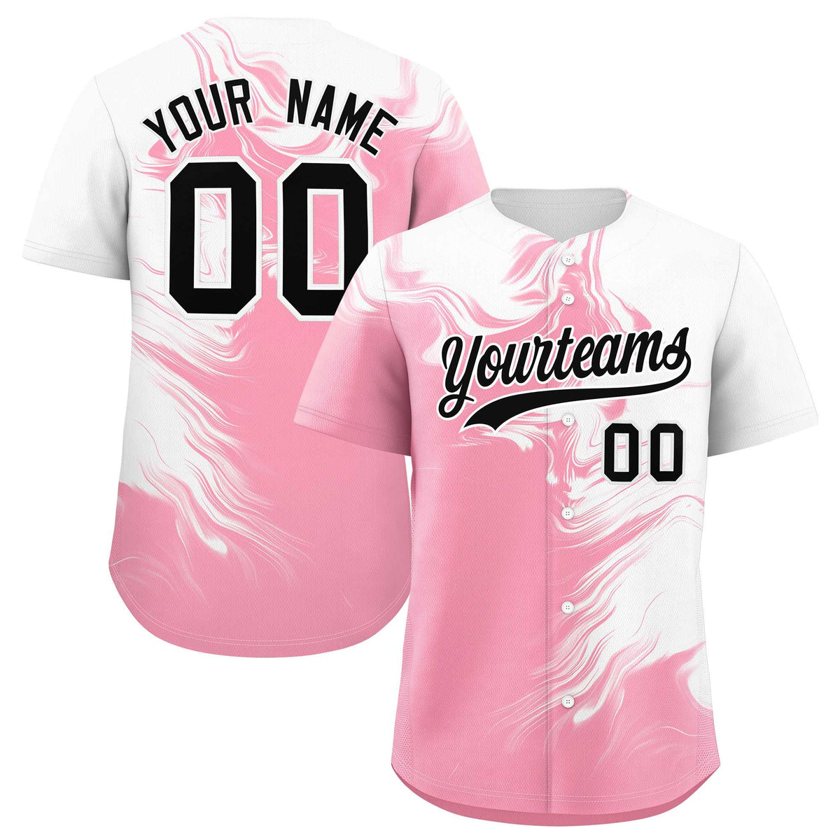 Custom White Light Pink Personalized Ink Pattern Authentic Baseball Jersey| KXKSHOP