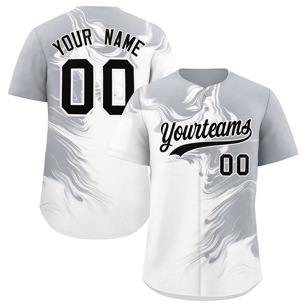 Custom Gray White Personalized Ink Pattern Authentic Baseball Jersey| KXKSHOP