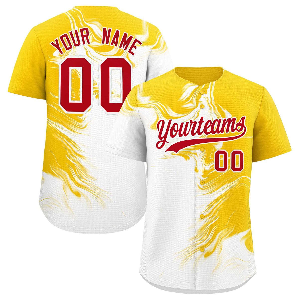 Custom Gold White Personalized Ink Pattern Authentic Baseball Jersey| KXKSHOP