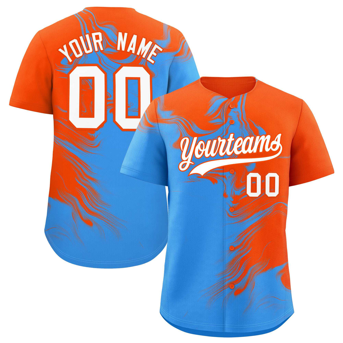 Custom Orange Powder Blue Personalized Ink Pattern Authentic Baseball Jersey| KXKSHOP