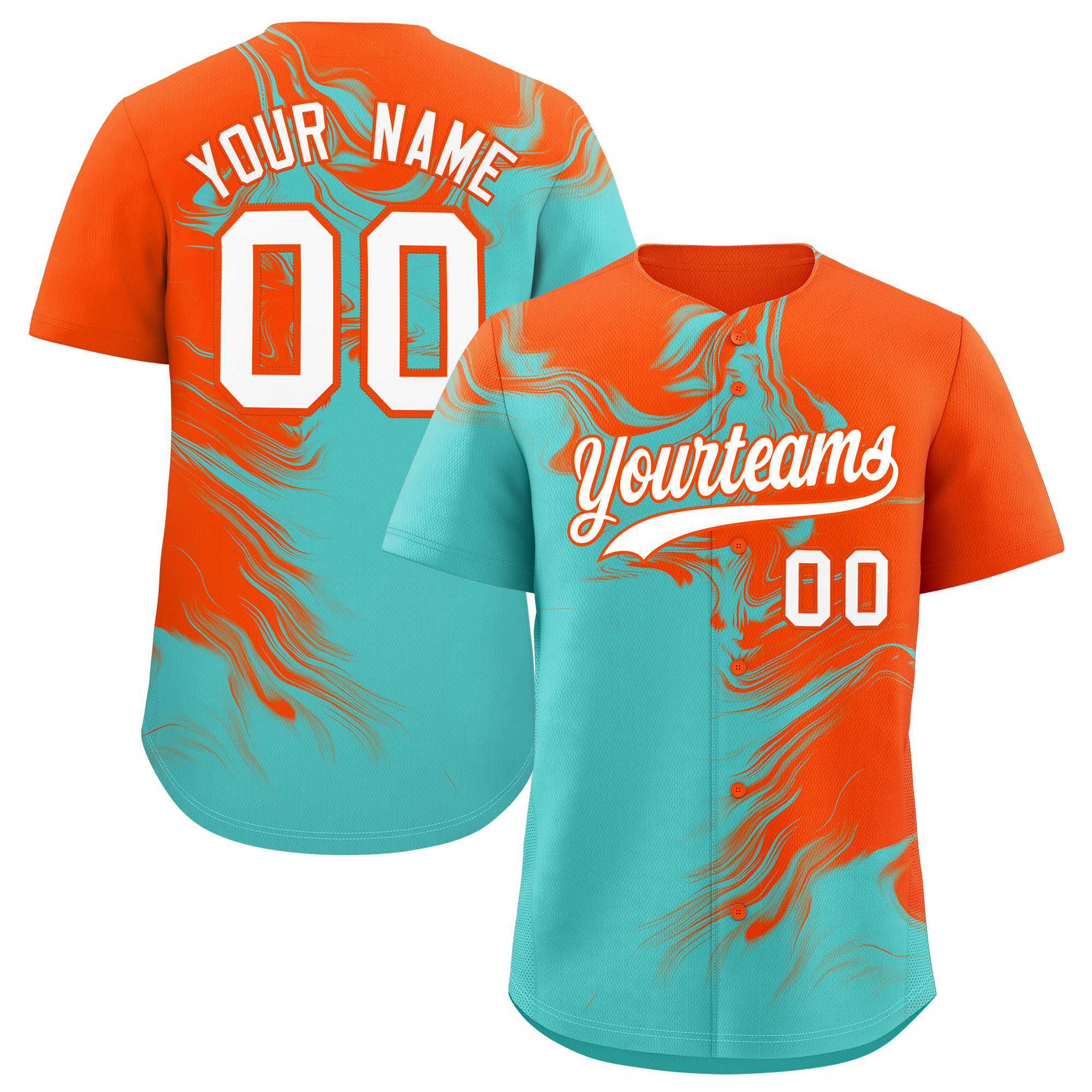 Custom Orange Bright Green Personalized Ink Pattern Authentic Baseball Jersey| KXKSHOP