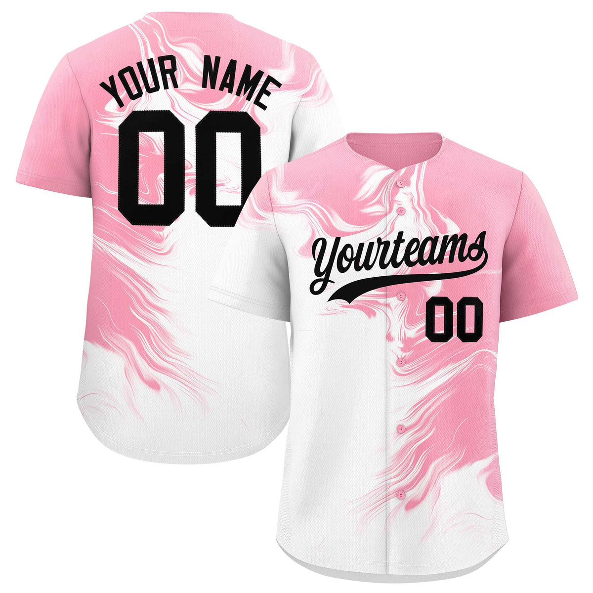 Custom Light Pink White Personalized Ink Pattern Authentic Baseball Jersey| KXKSHOP