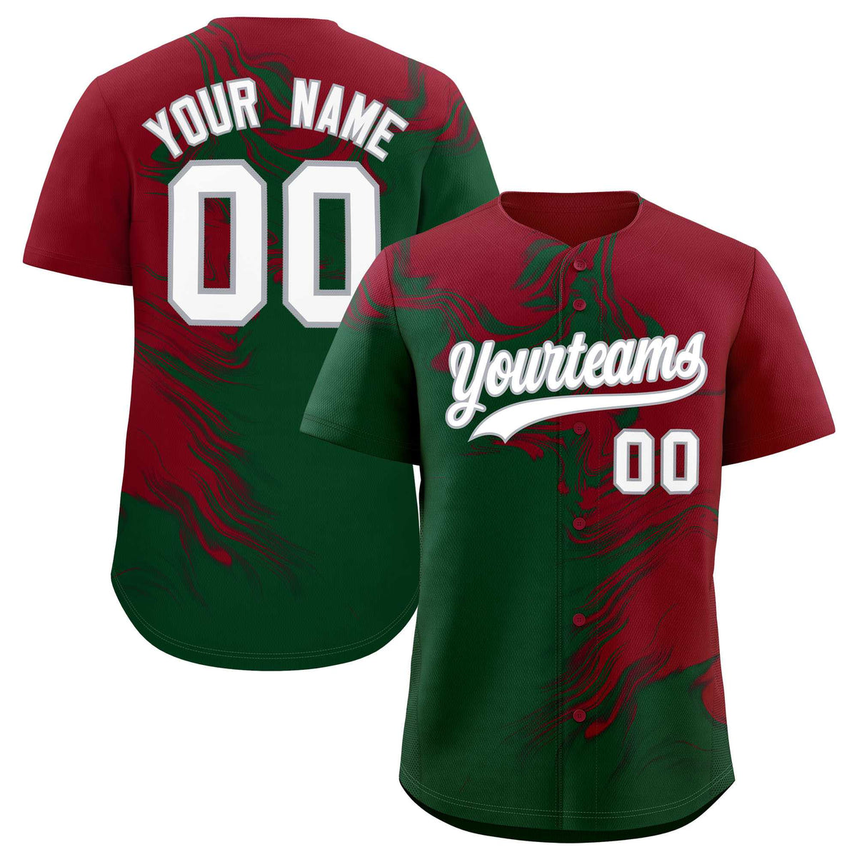 Custom Crimson Green Personalized Ink Pattern Authentic Baseball Jersey| KXKSHOP